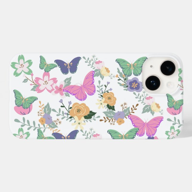 Pastel Butterflies Floral Case-Mate iPhone 14 Case-Mate iPhone Hülle (Rückseite (Horizontal))