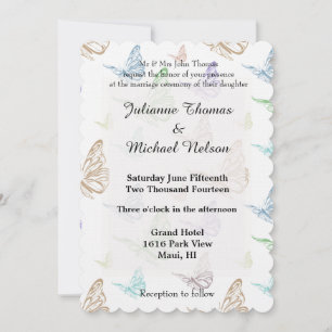 Pastel Butterflies Hochzeit Einladung