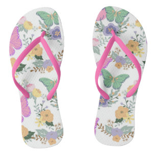 Pastel Butterflies Ladys Flip Flops