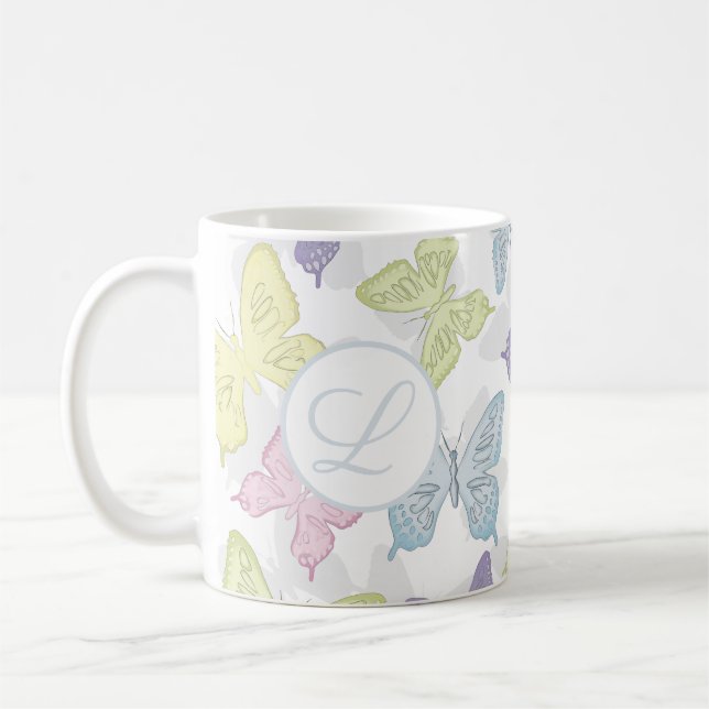 Pastel Butterflies Muster 11 oz Klassische Tasse (Links)
