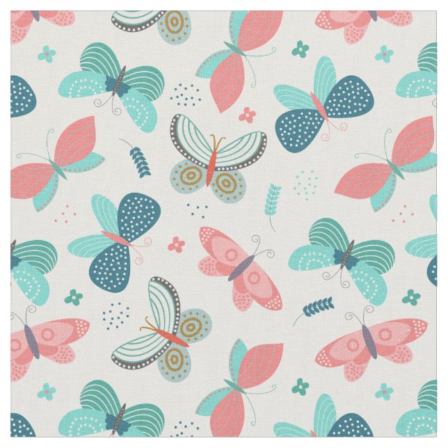 Pastel Butterflies Stoff (Nahaufnahme)