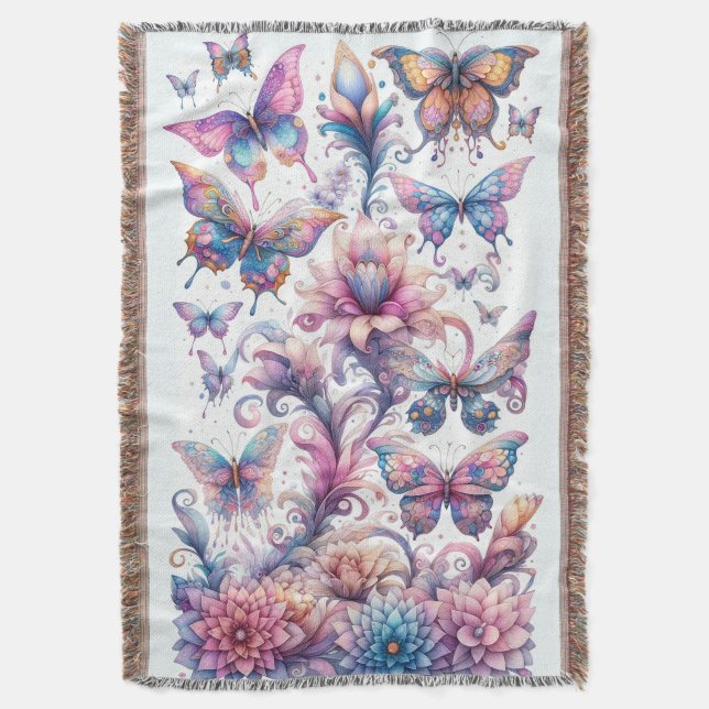 Pastel Butterfly Cosy Blanket Decke (Vorderseite Vertikal)