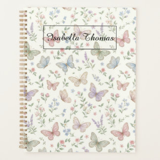 Pastel Butterfly Floral Notebook Cover Background Planer