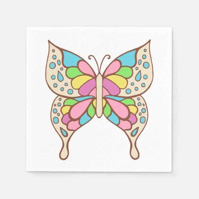 Pastel Butterfly Napkins Serviette (Vorderseite)