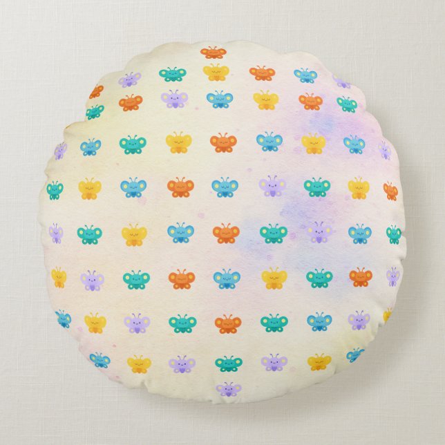 Pastel Butterfly Rundes Kissen (Vorderseite)