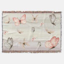 Pastel Butterfly Whimsical Boho Throw Blanket Decke