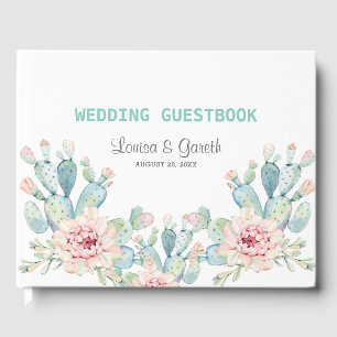 Pastel Cactus Blume Wedding Gästebuch