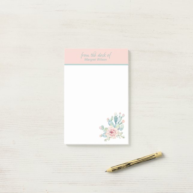 Pastel Cactus Personal Stationery Post-it Klebezettel (Auf Schreibtisch)