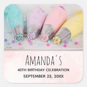Pastel Cake Decorations Tools Geburtstag Quadratischer Aufkleber