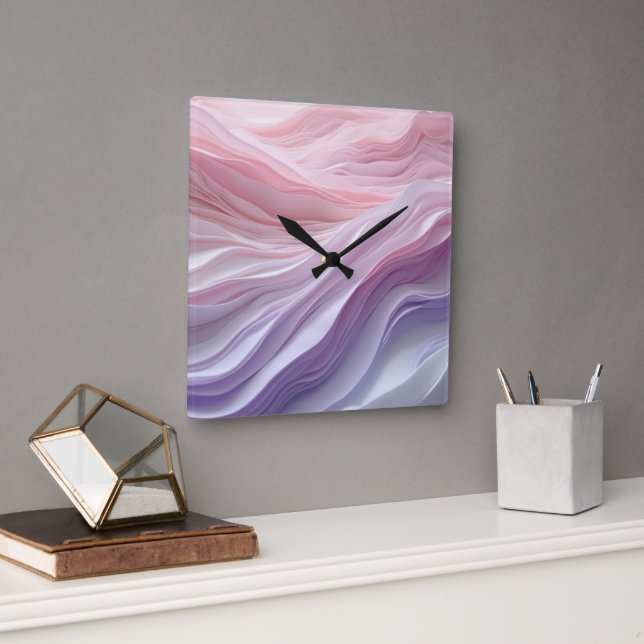 Pastel Calming Wave Muster Quadratische Wanduhr (Büro)