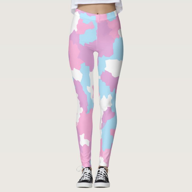 Pastel Camouflage Abstrakt Art Muster Leggings (Vorderseite)