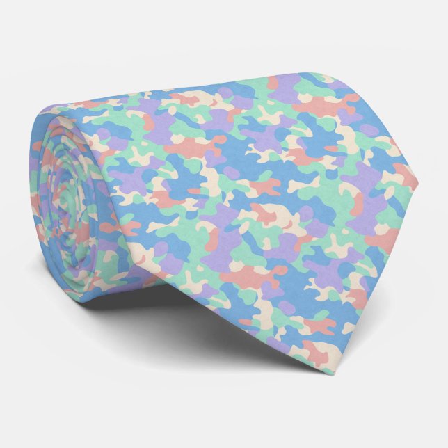 Pastel Camouflage Pattern Krawatte (Gerollt)
