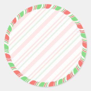 Pastel Candy Cane Border Christmas Blank Custom Runder Aufkleber