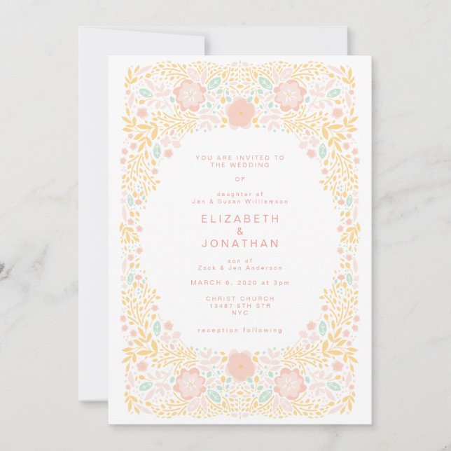 Pastel Candy Floral Wedding Einladung (Vorderseite)