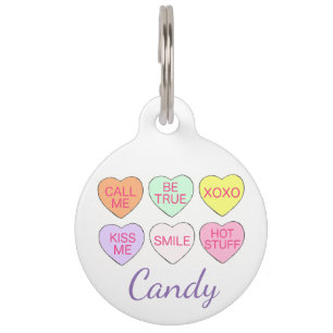 Pastel Candy Heart Personalisiert Valentinstag Tiermarke
