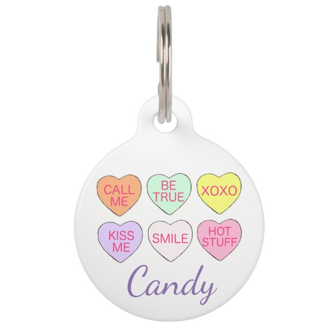 Pastel Candy Heart Personalisiert Valentinstag Tiermarke (Vorderseite)