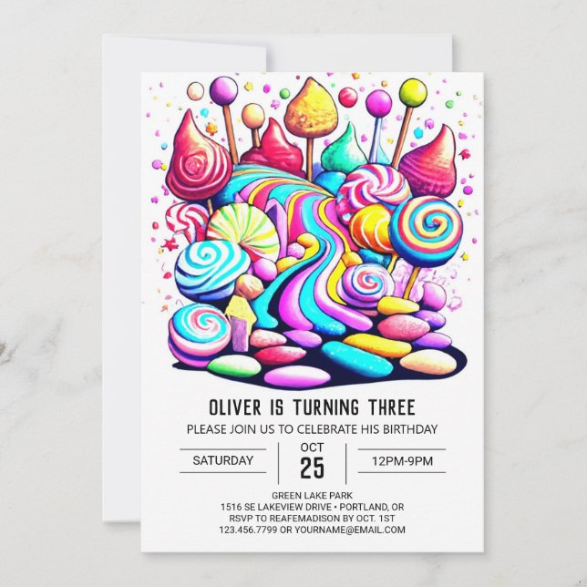 Pastel Candy Sweet Chocolate Geburtstag Einladung (Vorderseite)