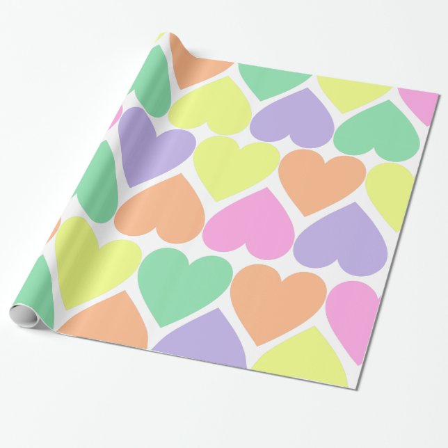 Pastel Candy Valentine Hearts Gift Wrap Paper Geschenkpapier (Ungerollt)