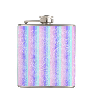 Pastel Candy Wirbel Streifenfantasiemuster Flachmann
