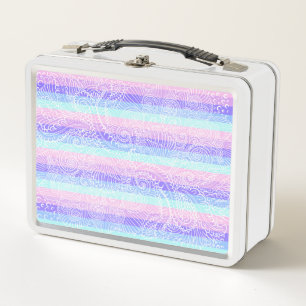 Pastel Candy Wirbel   Streifenfantasiemuster Metall Lunch Box