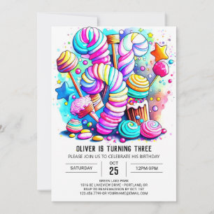 Pastel Candyland Printable Birthday Einladung