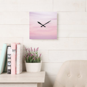 Pastel Caribbean Sunset Sky 1 #nature #art Quadratische Wanduhr