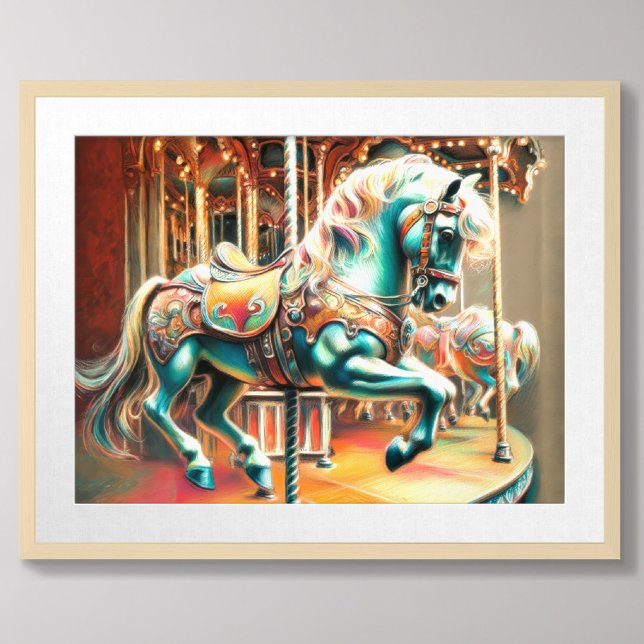 Pastel Carousel Horse Merry Go Runde Poster (Von Creator hochgeladen)