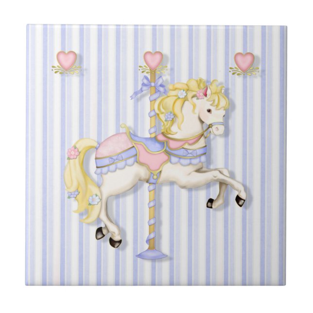 Pastel Carousel Pony Fliese (Vorderseite)