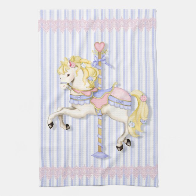 Pastel Carousel Pony Küchentuch (Vertikal)