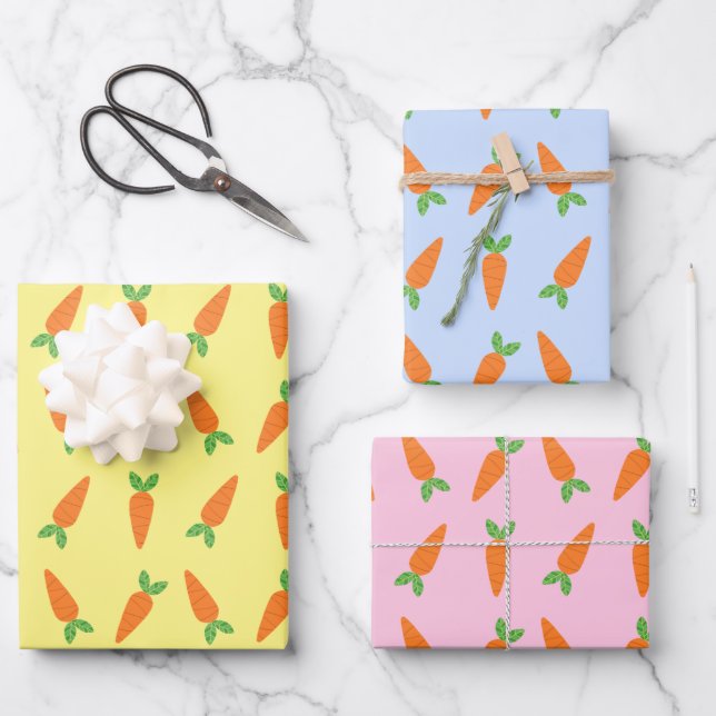 Pastel Carrots Ostergeschenke für Ostern Geschenkpapier Set (Vorderseite)