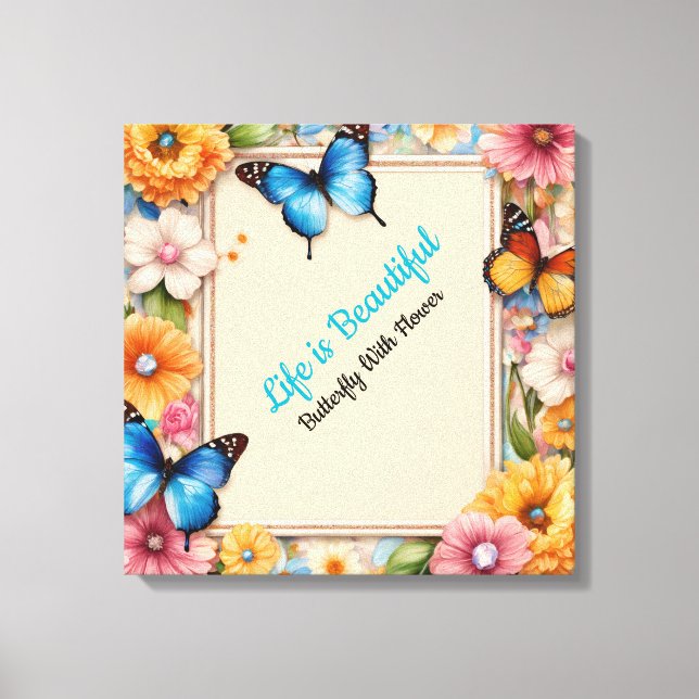Pastel Cartoon Butterflies Canvas Poster – Cute Leinwanddruck (Vorderseite)