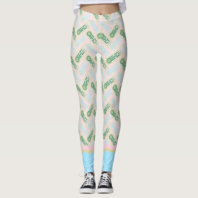 Pastel Casablabca Leggings - Retro Modernes Muster (Vorderseite)