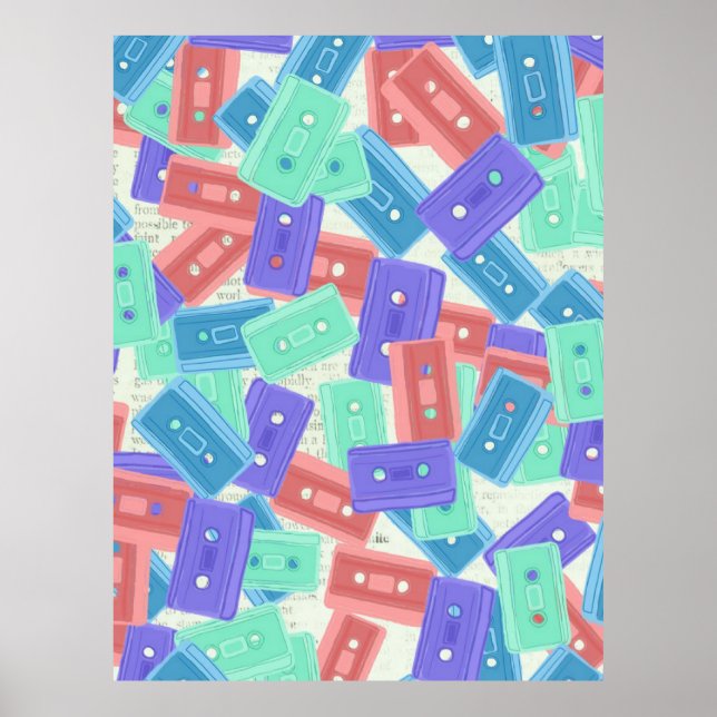 Pastel Cassette Tapes - ästhetische Musik der 90er Poster (Vorne)