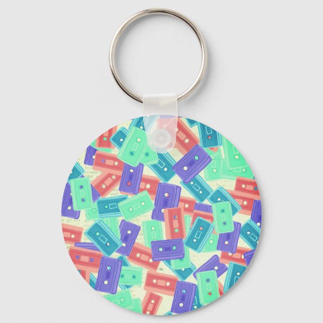 Pastel Cassette Tapes - ästhetische Musik der 90er Schlüsselanhänger (Vorderseite)