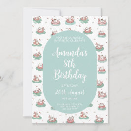 Pastel Cat Birthday Einladung - Niedliches Pool-Pa