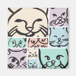 Pastel Cat Faces Magnet