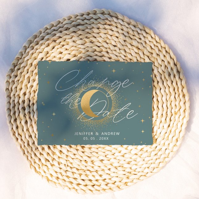 Pastel Celestial Crescent Moon ändern das Datum Postkarte (Von Creator hochgeladen)