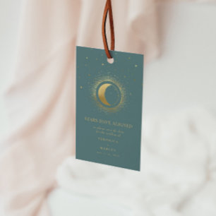 Pastel Celestial Gold Moon Save the Date Foto Geschenkanhänger