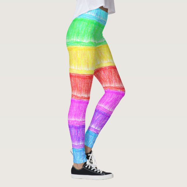 Pastel Chalk Rainbow Stripes Leggings (Rechts)