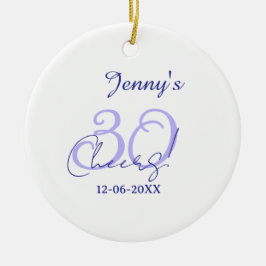 Pastel cheers 30th birthday purple elegant name da keramik ornament
