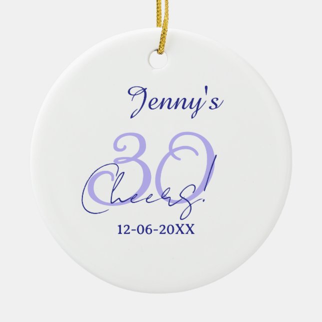 Pastel cheers 30th birthday purple elegant name da keramik ornament (Vorne)