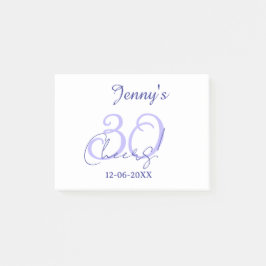 Pastel cheers 30th birthday purple elegant name da post-it klebezettel
