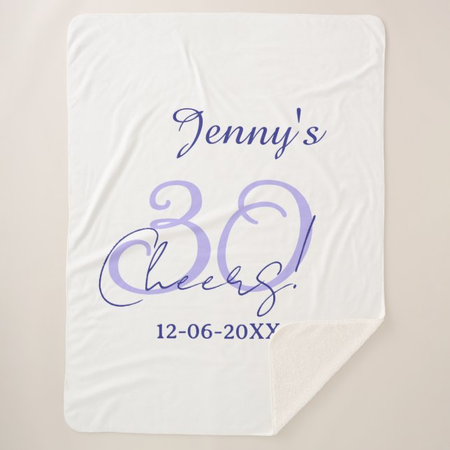 Pastel cheers 30th birthday purple elegant name da sherpadecke (Vorderseite)