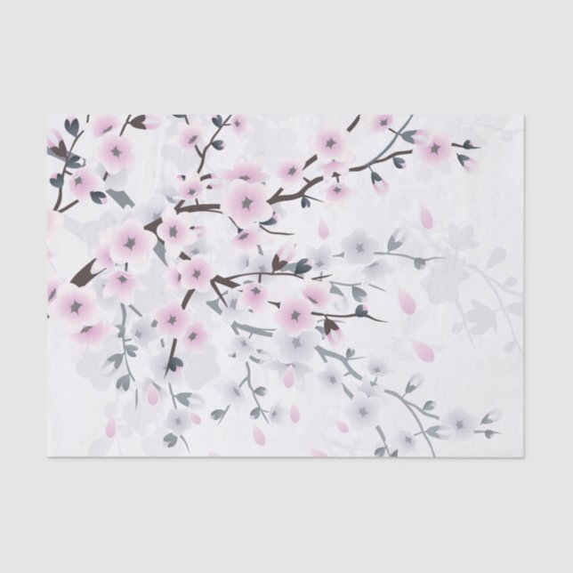 Pastel Cherry Blossom Landschaft Seidenpapier (Vorderseite)