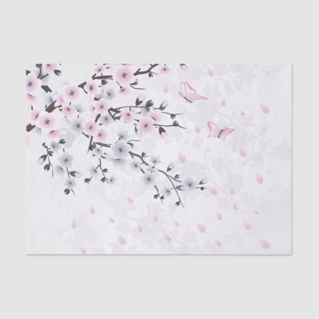 Pastel Cherry Blossom Landschaft Seidenpapier (Vorderseite)