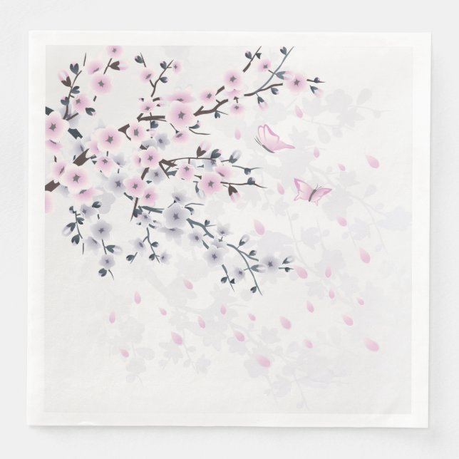 Pastel Cherry Blossom Landschaft Serviette (Vorderseite)