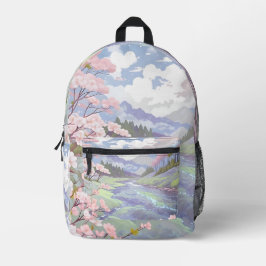 Pastel Cherry Blüten Aquarelldrucktasche Bedruckter Rucksack