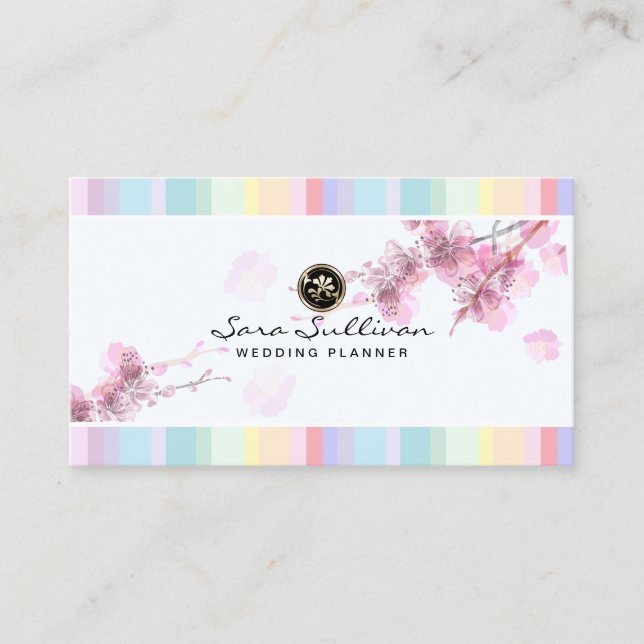 Pastel CherryBlossom Wedding Planner Business Card Visitenkarte (Vorderseite)
