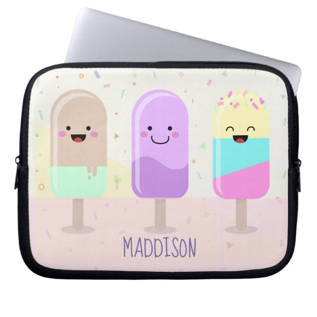 Pastel Chibi Ice Lollies Niedlich Personalisiert Laptopschutzhülle (Vorderseite)