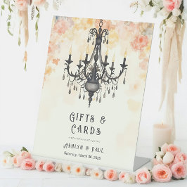 Pastel Chic Elegant Floral Vintage Chandelier Sockelschild